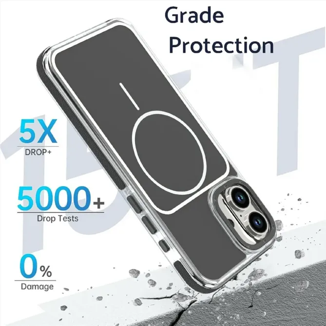 Coque iPhone 16 Plus compatible MagSafe bi-ton transparente