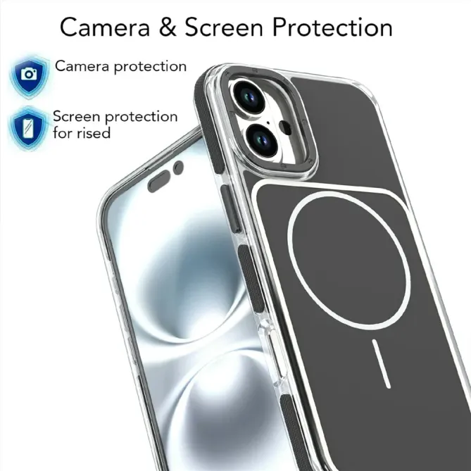 Coque iPhone 16 Plus compatible MagSafe bi-ton transparente