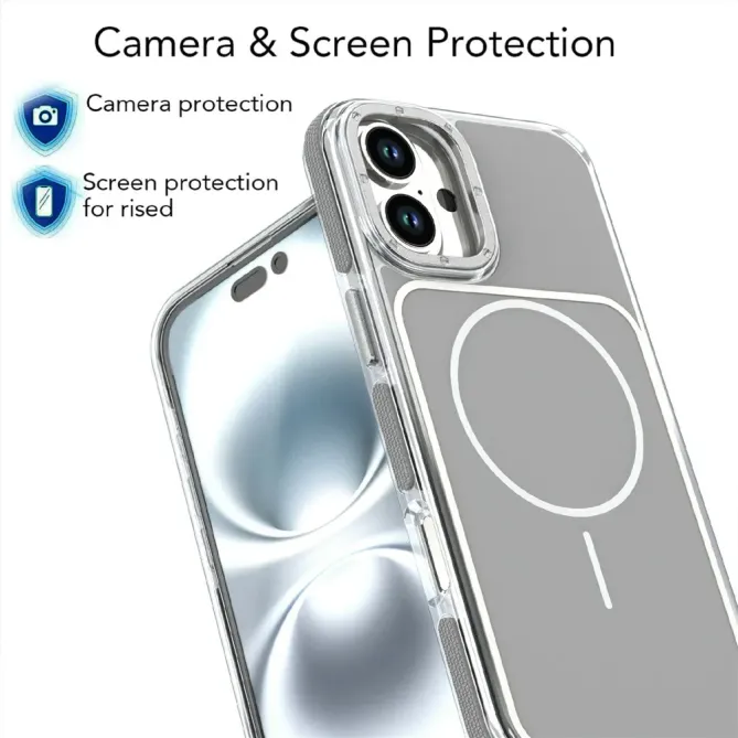 Coque iPhone 16 Plus compatible MagSafe bi-ton transparente