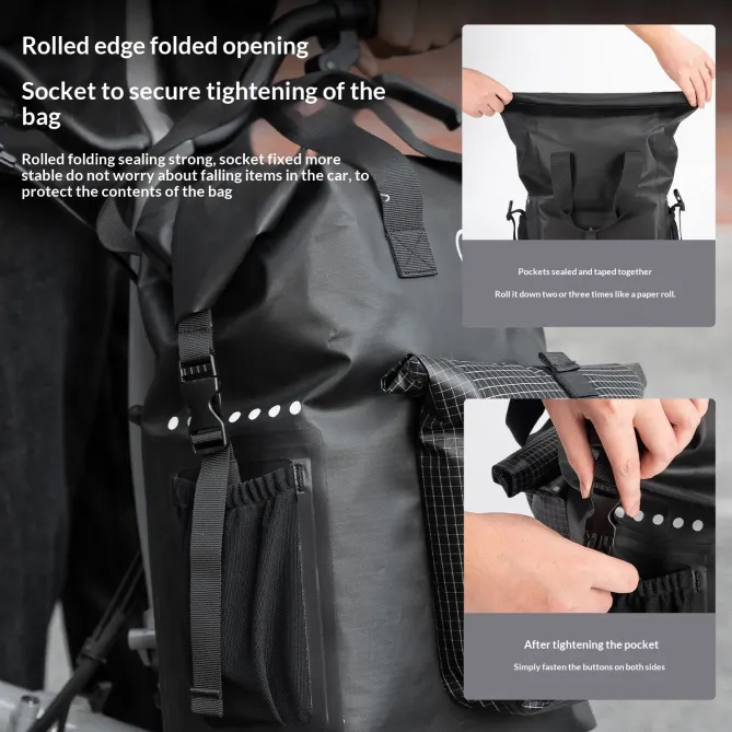 Sacoche de Guidon Vélo Pliant 18L Étanche Nylon