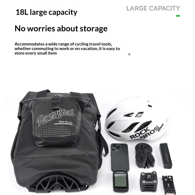 Sacoche de Guidon Vélo Pliant 18L Étanche Nylon