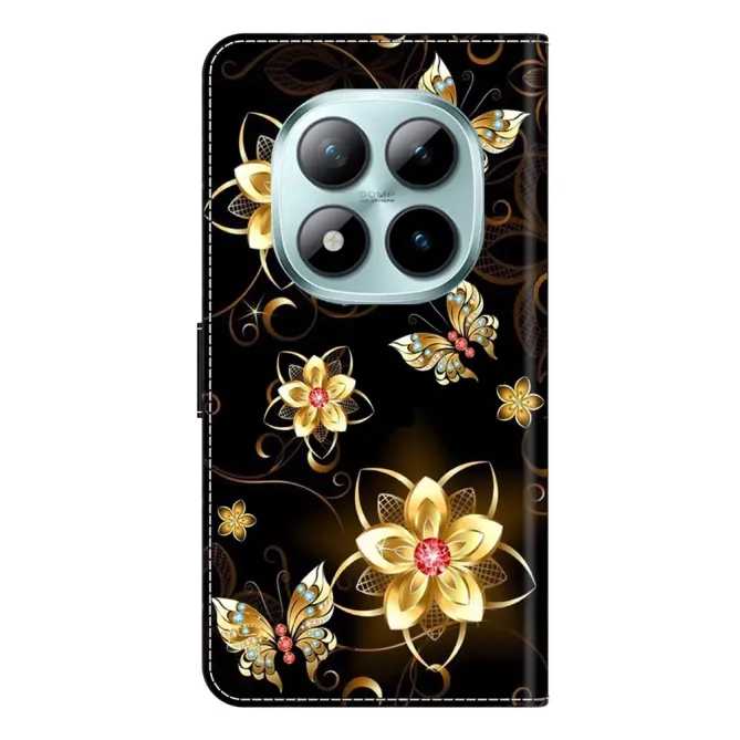 Housse Xiaomi Poco M8 / Redmi Note 15 Fleurs Dorées et Papillons