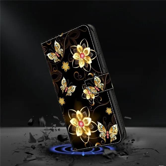 Housse Xiaomi Poco M8 / Redmi Note 15 Fleurs Dorées et Papillons