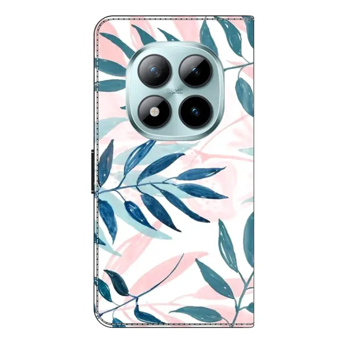 Housse Xiaomi Poco M8 5G / Redmi Note 15 Feuilles Bleues et Roses