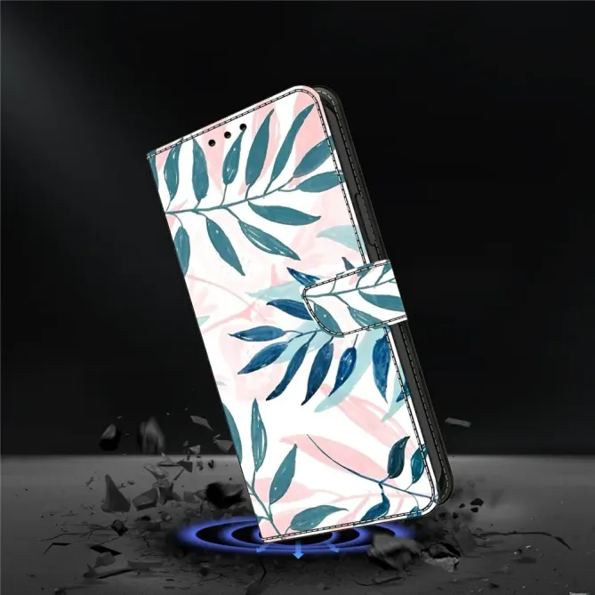 Housse Xiaomi Poco M8 5G / Redmi Note 15 Feuilles Bleues et Roses