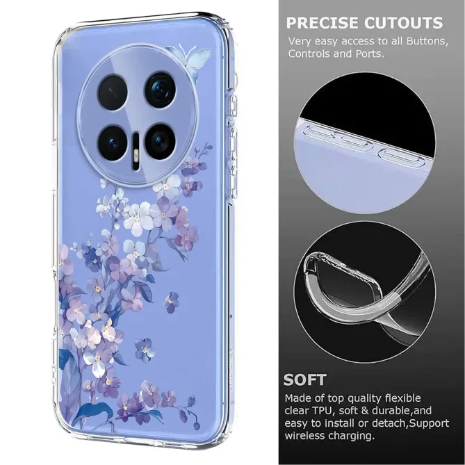 Coque Honor Magic 8 Pro fleurs violettes papillon