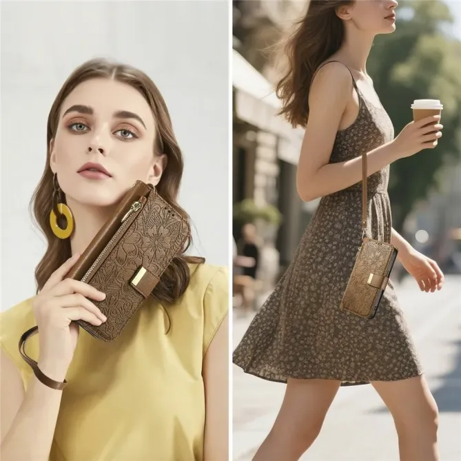 Housse Honor Magic 8 Pro portefeuille floral zippé | FLORE