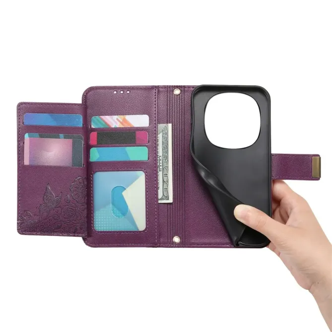 Housse Honor Magic 8 Pro portefeuille floral zippé | FLORE