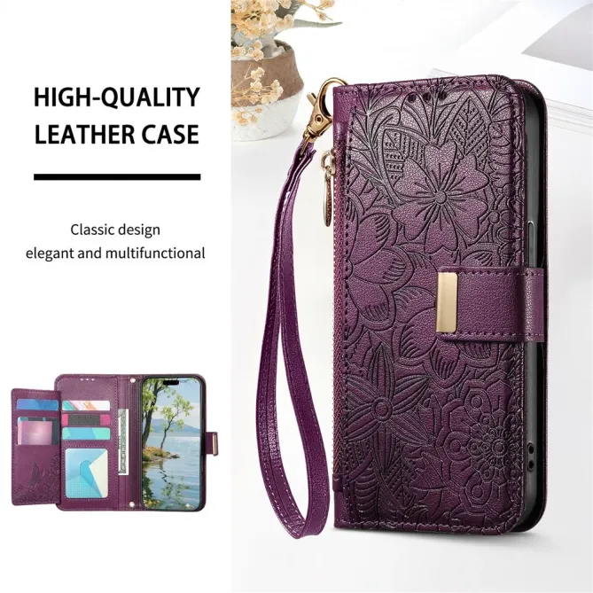 Housse Honor Magic 8 Pro portefeuille floral zippé | FLORE