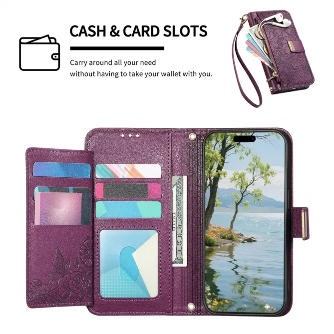 Housse Honor Magic 8 Pro portefeuille floral zippé | FLORE