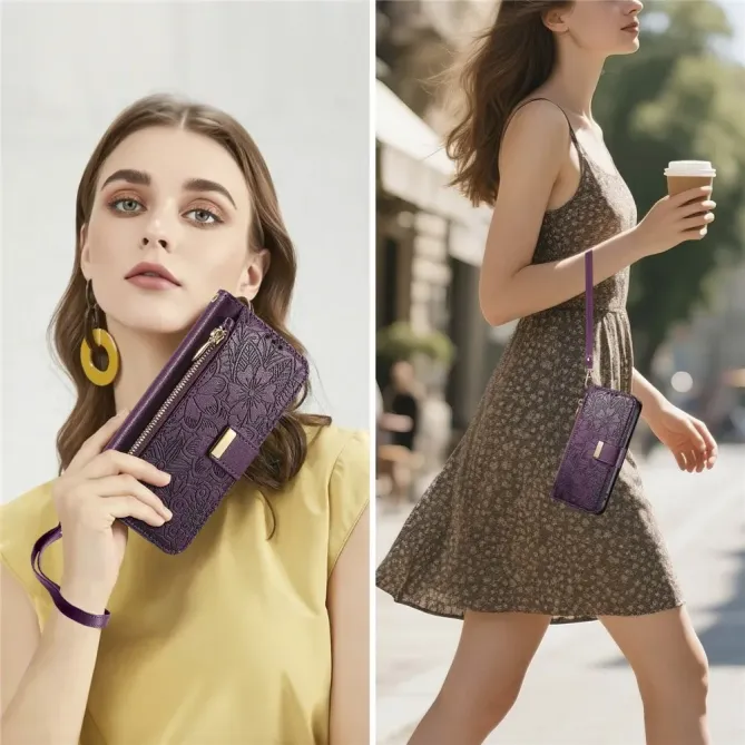 Housse Honor Magic 8 Pro portefeuille floral zippé | FLORE