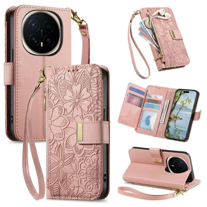 Housse Honor Magic 8 Pro portefeuille floral zippé | FLORE