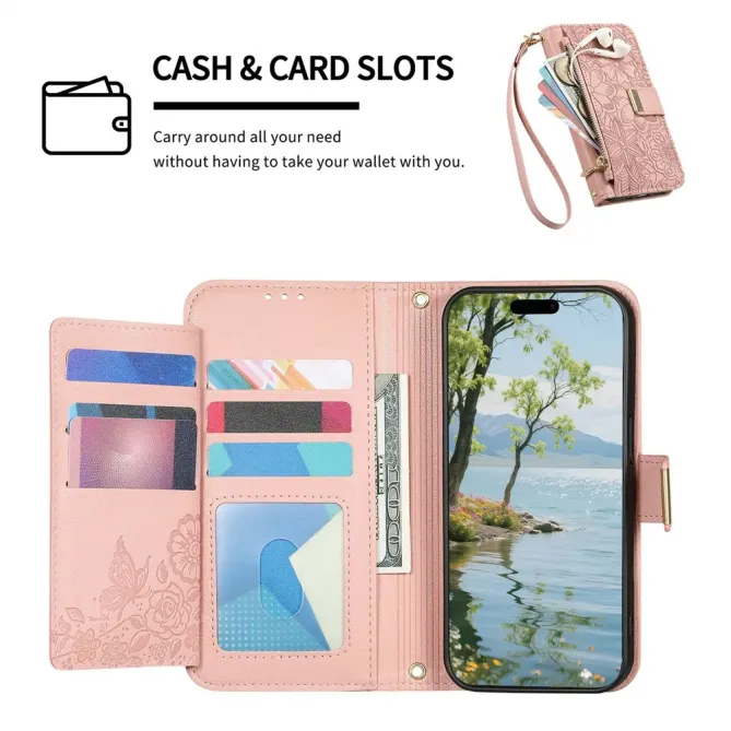 Housse Honor Magic 8 Pro portefeuille floral zippé | FLORE