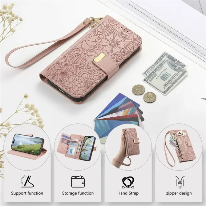 Housse Honor Magic 8 Pro portefeuille floral zippé | FLORE