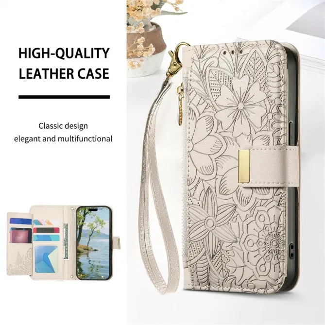 Housse Honor Magic 8 Pro portefeuille floral zippé | FLORE