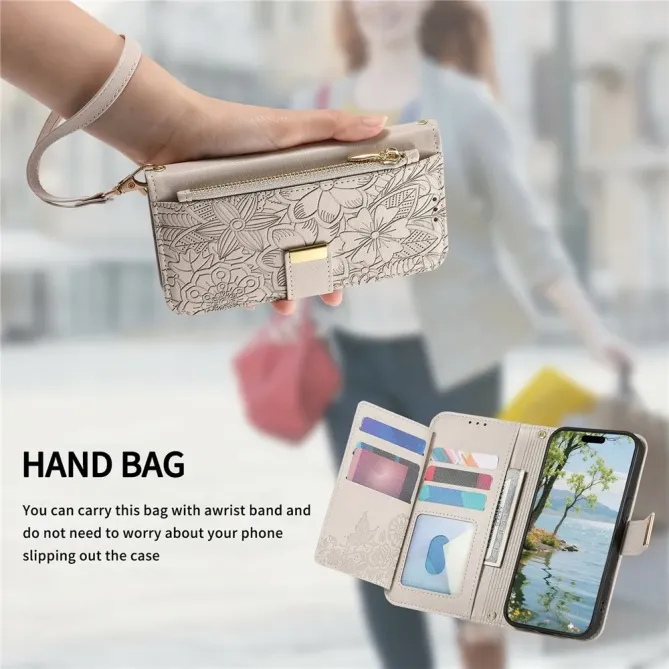 Housse Honor Magic 8 Pro portefeuille floral zippé | FLORE