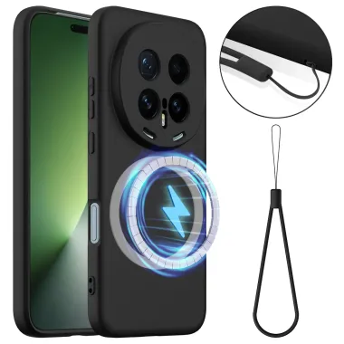 Coque Honor Magic 8 Pro Silicone Liquide Magnétique, Lanière