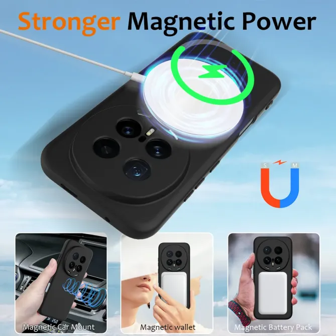 Coque Honor Magic 8 Pro Silicone Liquide Magnétique, Lanière