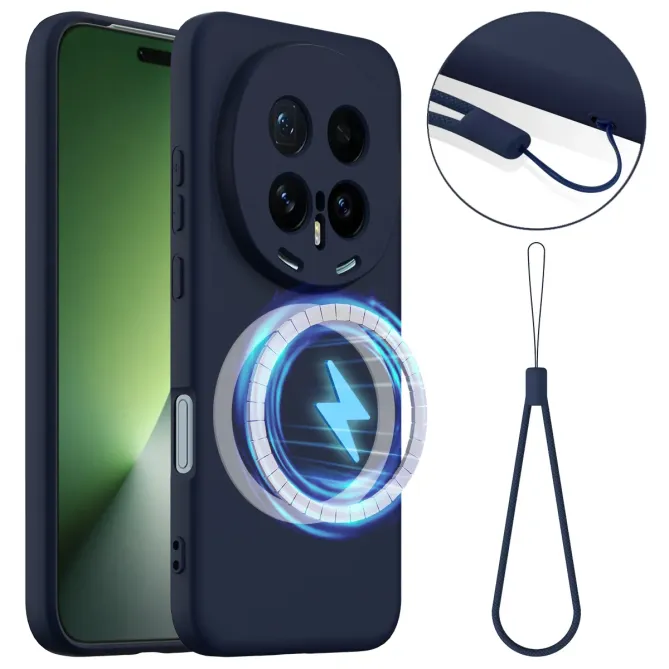 Coque Honor Magic 8 Pro Silicone Liquide Magnétique, Lanière