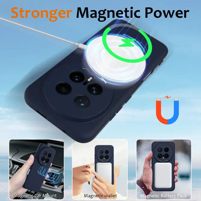 Coque Honor Magic 8 Pro Silicone Liquide Magnétique, Lanière