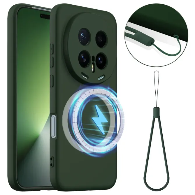 Coque Honor Magic 8 Pro Silicone Liquide Magnétique, Lanière
