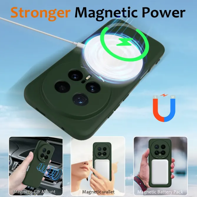 Coque Honor Magic 8 Pro Silicone Liquide Magnétique, Lanière