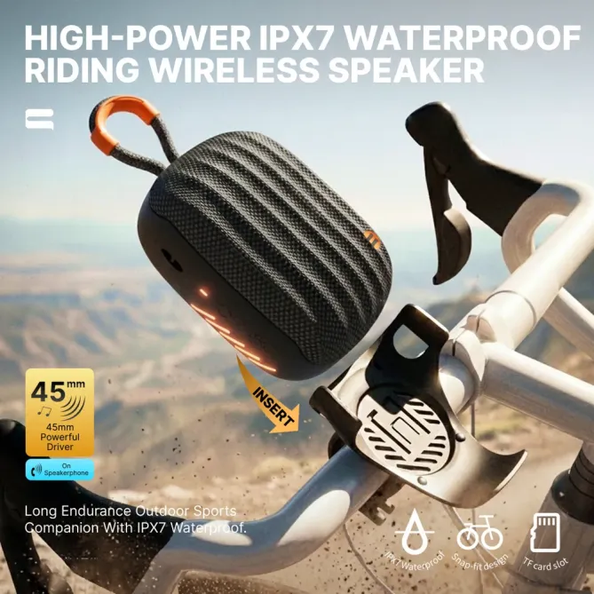 Haut-parleur Bluetooth pour Vélo et Moto IPX7 | Éclairage RGB