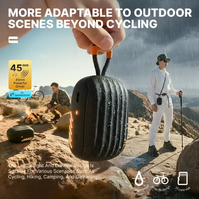 Haut-parleur Bluetooth pour Vélo et Moto IPX7 | Éclairage RGB