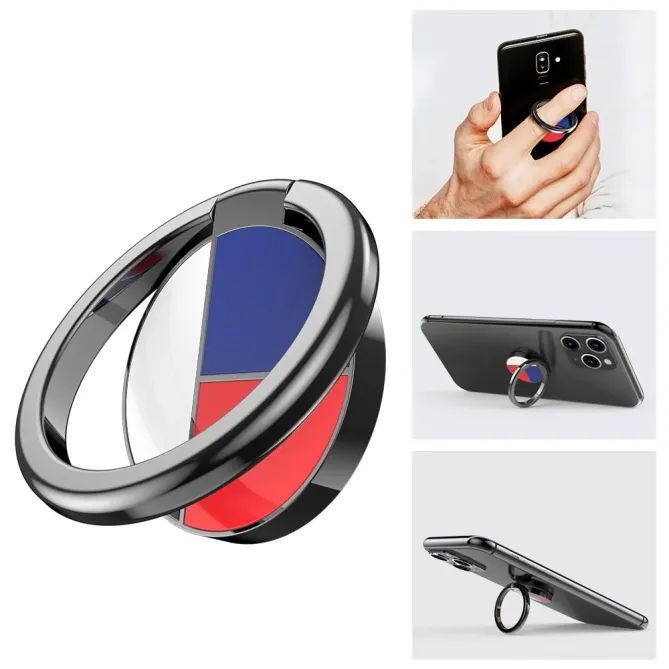 Support Bague Smartphone Rotatif Géométrique en Alliage d'Aluminium