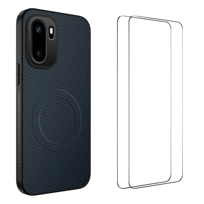 Coque OnePlus 15R Carbone Magnétique avec 2 Verres Trempés