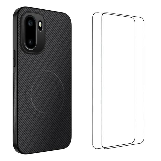 Coque OnePlus 15R Carbone Magnétique avec 2 Verres Trempés