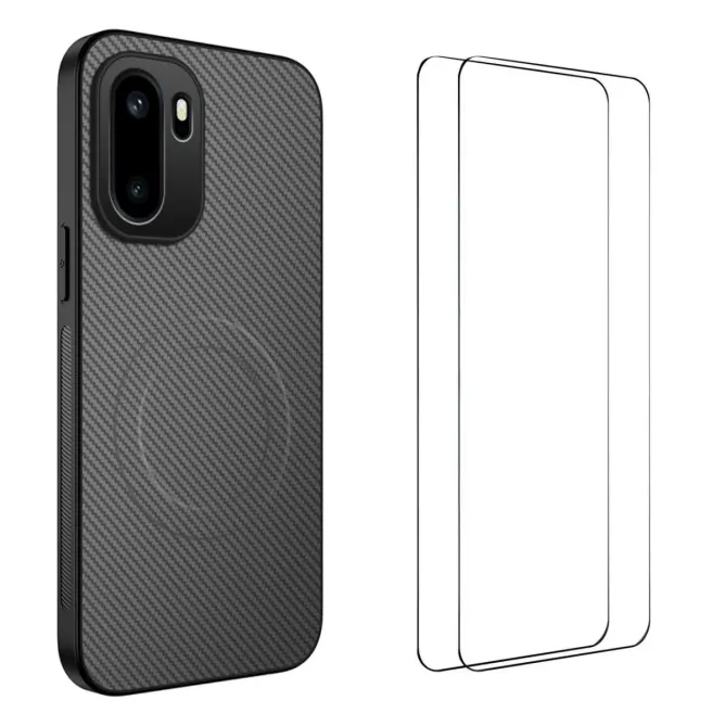 Coque OnePlus 15R Carbone Magnétique avec 2 Verres Trempés