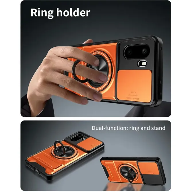Coque OnePlus 15R Magnétique Anneau Support et Cache Caméra Coulissant