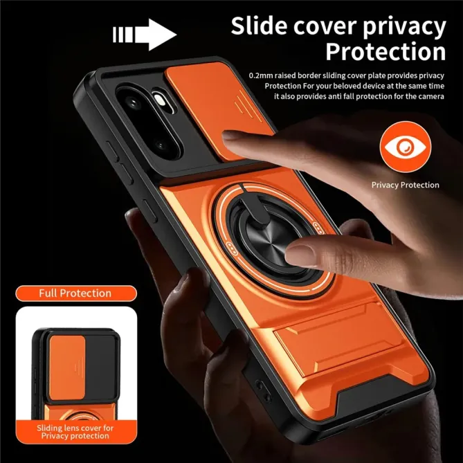 Coque OnePlus 15R Magnétique Anneau Support et Cache Caméra Coulissant