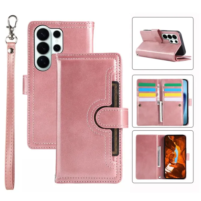 Housse Samsung Galaxy S26 Ultra Portefeuille Cuir avec Dragonne