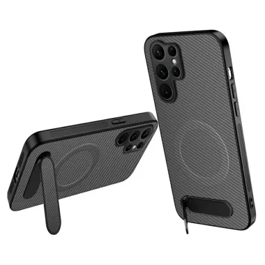 Coque Samsung Galaxy S26 Ultra Magnétique Finition Carbone avec Suppor