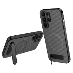 Coque Samsung Galaxy S26 Ultra Magnétique Finition Carbone avec Suppor