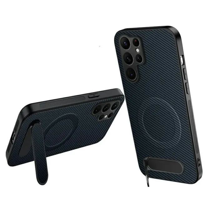 Coque Samsung Galaxy S26 Ultra Magnétique Finition Carbone avec Suppor