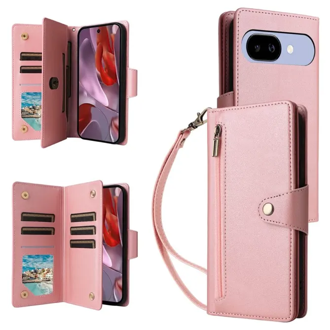 Housse Google Pixel 10a Portefeuille Zippée à Rivets