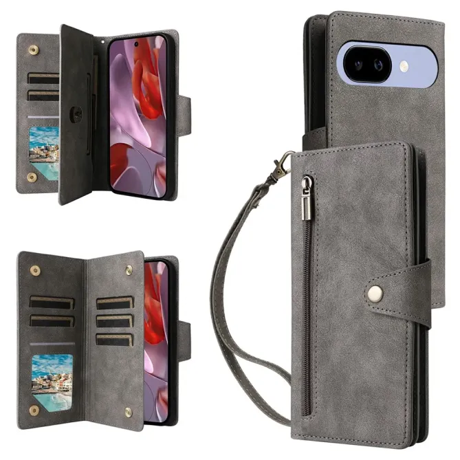 Housse Google Pixel 10a Portefeuille Zippée à Rivets