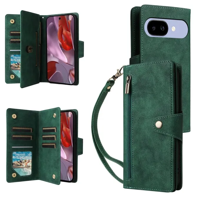 Housse Google Pixel 10a Portefeuille Zippée à Rivets