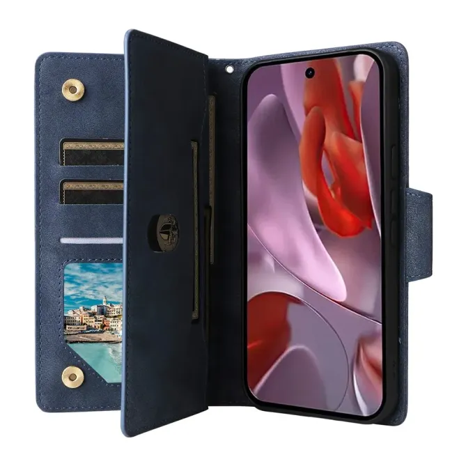 Housse Google Pixel 10a Portefeuille Zippée à Rivets