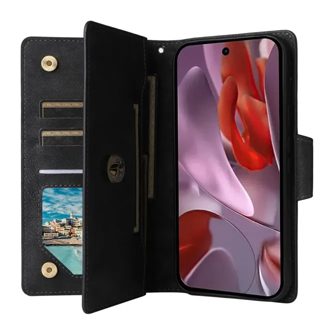 Housse Google Pixel 10a Portefeuille Zippée à Rivets