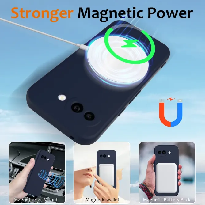 Coque Google Pixel 10a Silicone Liquide Magnétique, Lanière