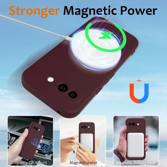 Coque Google Pixel 10a Silicone Liquide Magnétique, Lanière