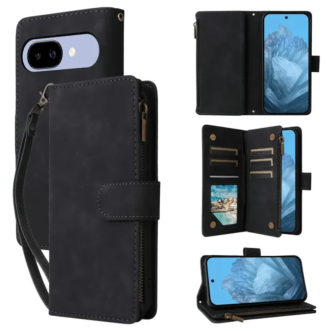 Housse Google Pixel 10a Portefeuille Zippée Multi-emplacements