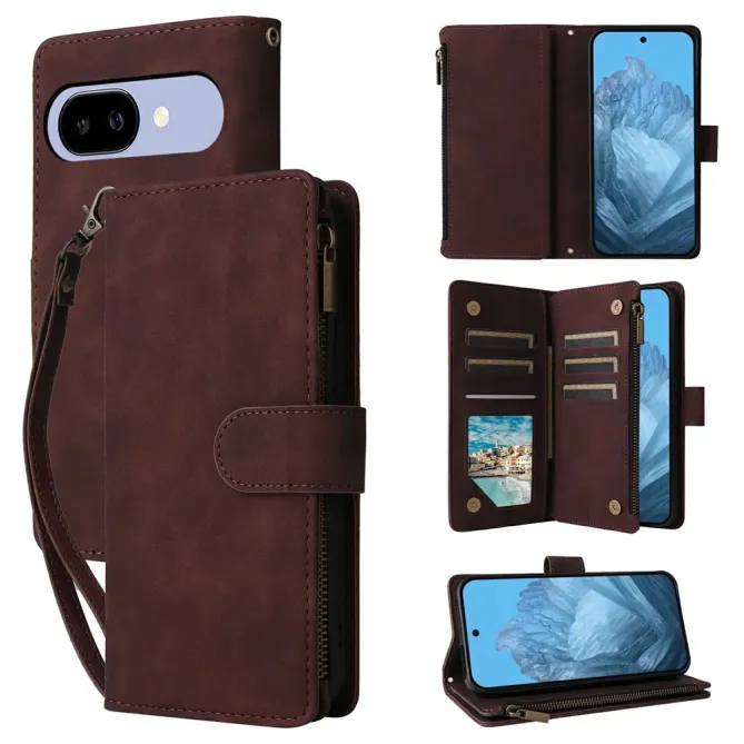 Housse Google Pixel 10a Portefeuille Zippée Multi-emplacements