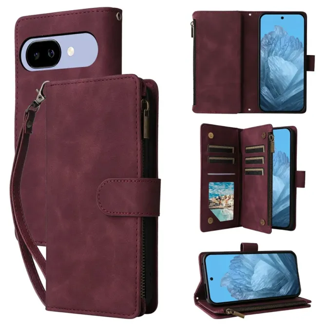 Housse Google Pixel 10a Portefeuille Zippée Multi-emplacements
