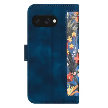 Housse Google Pixel 10a Florale Bleu Nuit avec Dragonne