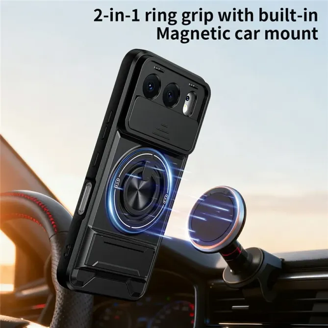 Coque Honor 500 Magnétique Anneau Support et Cache Caméra Coulissant